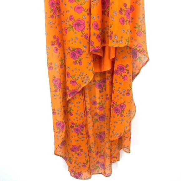 For Love & Lemons Peony High Low Floral Midi Dress Size M Adjustable Straps - Picture 9 of 11
